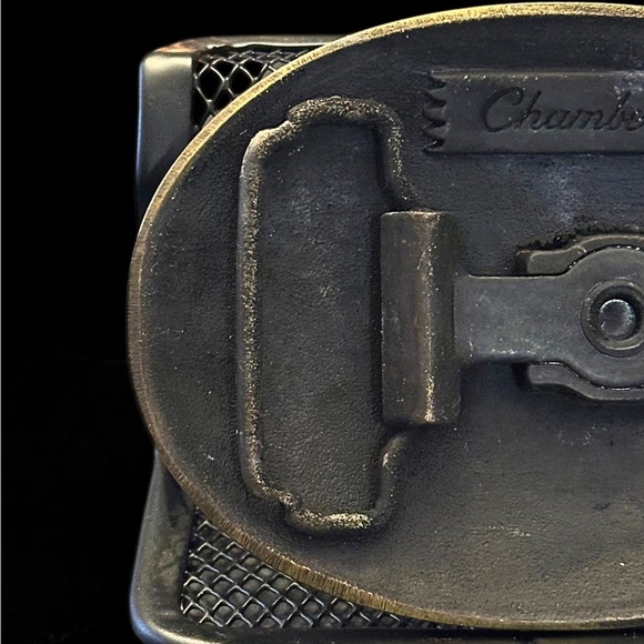 Vintage Chambers Western Belt Buckle Rodeo Cowboy Bull Rider Solid Metal - Picture 7 of 15